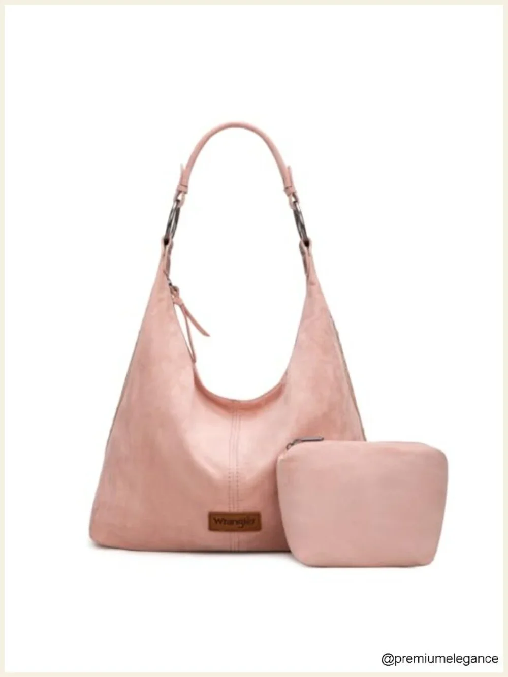 Suede Hobo Purse Embossed Slouchy Shoulder Bag Set